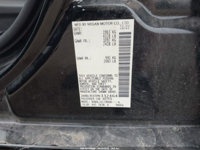 1N4BL4EV3PN332464 Nissan Altima Sl Fwd