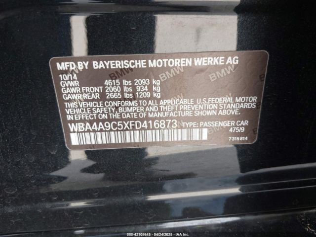 WBA4A9C5XFD416873 BMW 428 Gran Coupe