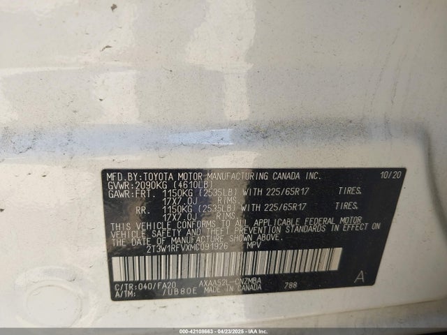 2T3W1RFVXMC091926 Toyota Rav4 Xle