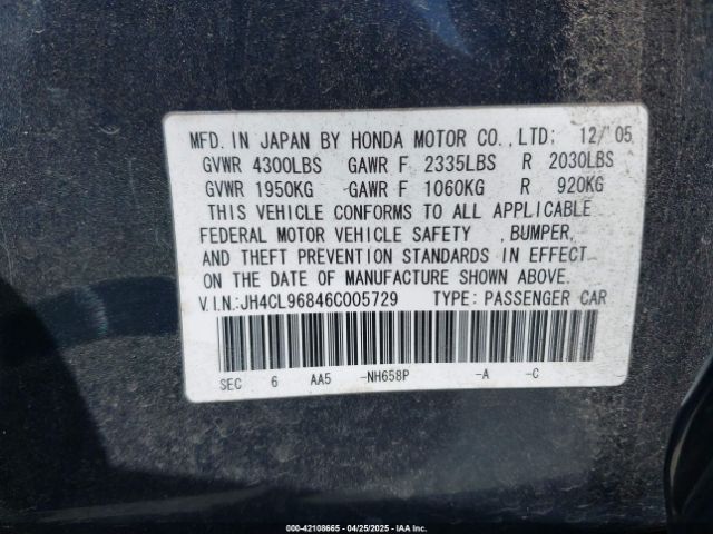 2006 ACURA TSX JH4CL96846C005729 Photo 8