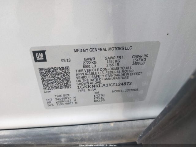 1GKKNKLA1KZ124873 GMC Acadia Sle-1
