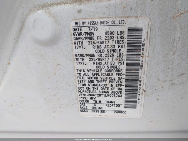 JN8AT2MT1LW005743 Nissan Rogue
