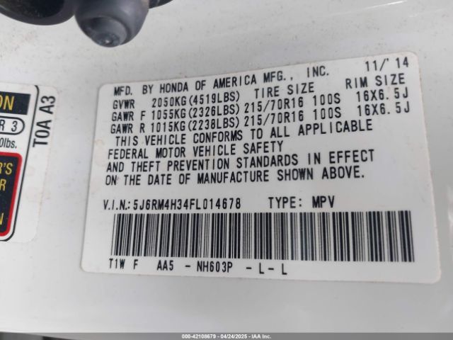 5J6RM4H34FL014678 Honda CR-V LX