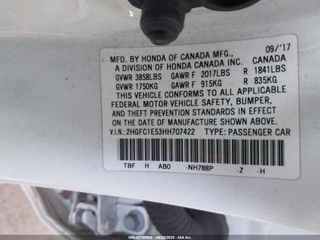 2HGFC1E53HH707422 Honda CIVIC SI