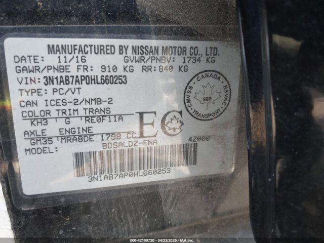 3N1AB7AP0HL660253 Nissan Sentra