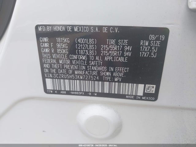3CZRU5H53KM727524 Honda HR-V EX