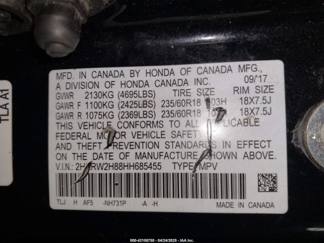 2HKRW2H88HH685455 Honda Cr-v Ex-l/ex-l Navi