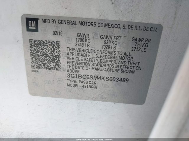 3G1BC6SM4KS603489 Chevrolet CRUZE LS