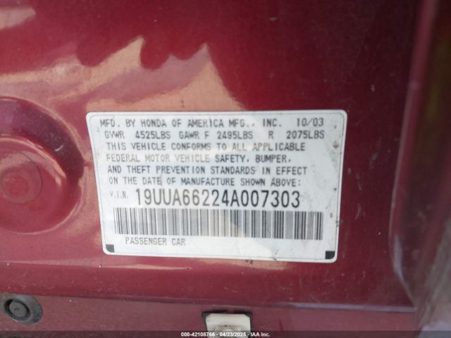 2004 ACURA TL 19UUA66224A007303 Photo 8