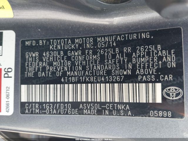 4T1BF1FK8EU413267 Toyota CAMRY LE