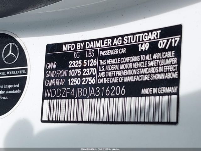 WDDZF4JB0JA316206 Mercedes-Benz m274