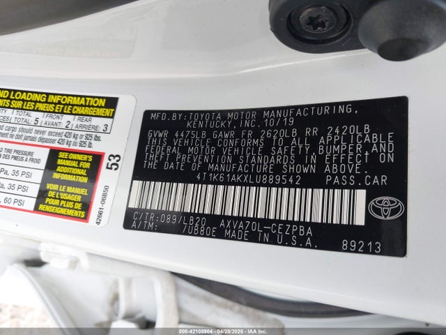 4T1K61AKXLU889542 Toyota CAMRY XSE