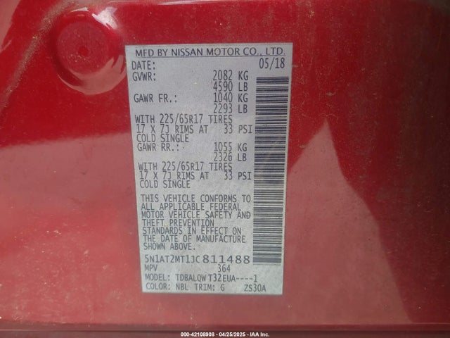 Nissan ROGUE SV 2018 5N1AT2MT1JC811488 Image 9