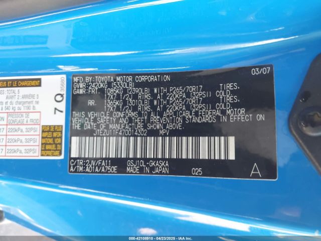 2007 TOYOTA FJ CRUISER JTEZU11F470014302 Photo 8