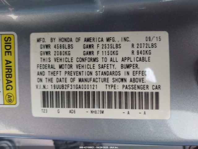 19UUB2F31GA000121 Acura Tlx V6