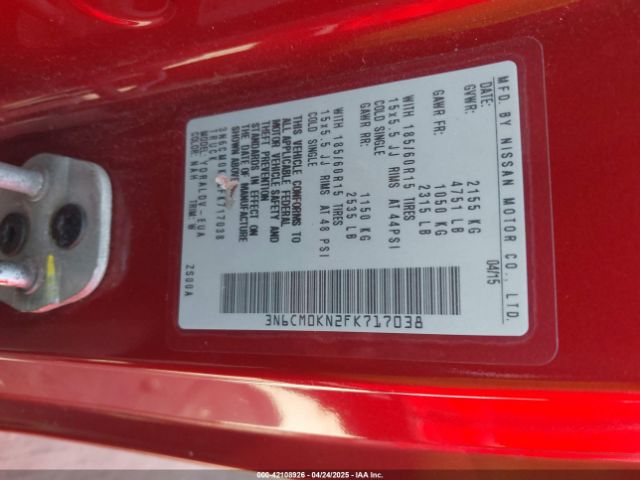 3N6CM0KN2FK717038 Nissan Nv200 S/sv