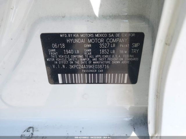 3KPC24A39KE038716 Hyundai Accent Sel