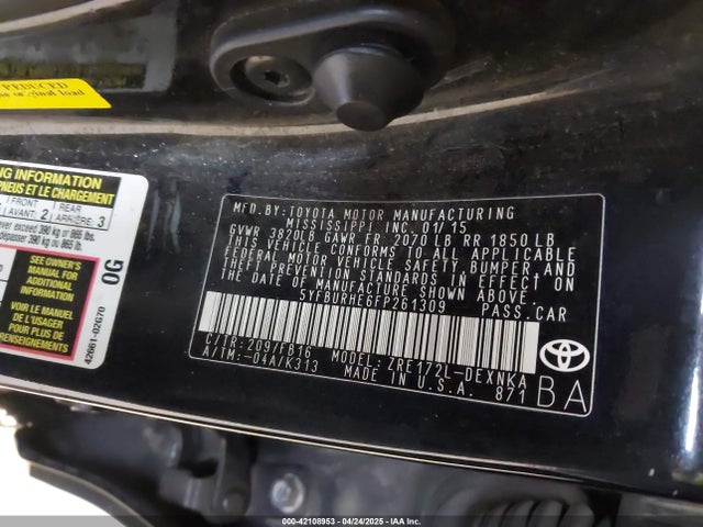 5YFBURHE6FP261309 Toyota COROLLA LE
