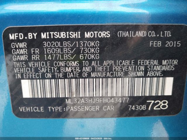 ML32A3HJ9FH043477 Mitsubishi MIRAGE DE