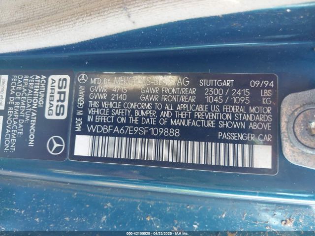 1995 MERCEDES-BENZ SL WDBFA67E9SF109888 Photo 8