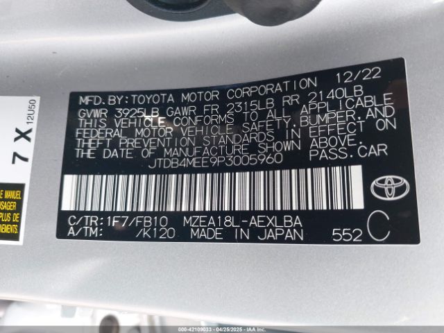 JTDB4MEE9P3005960 Toyota m20a-fks