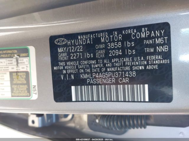 KMHLP4AG5PU371438 Hyundai Elantra Limited