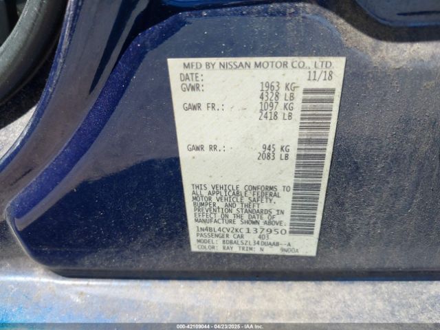 1N4BL4CV2KC137950 Nissan Altima 2.5 Sr
