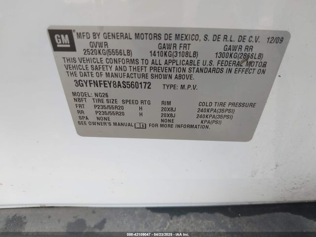 2010 CADILLAC SRX 3GYFNFEY8AS560172 Photo 8