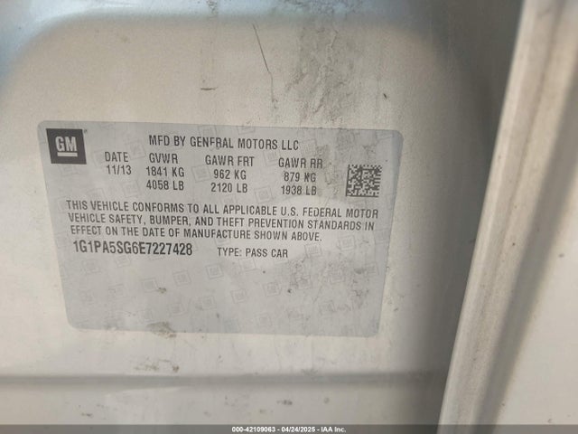 1G1PA5SG6E7227428 Chevrolet Cruze Ls Auto