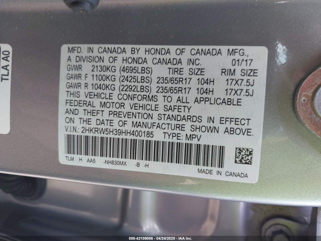 2HKRW5H39HH400185 Honda CR-V LX