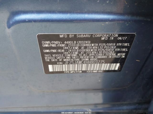 JF2SJAWC4HH803275 Subaru Forester 2.5i Touring