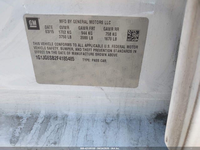 1G1JG6SB2F4185485 Chevrolet Sonic Rs Auto