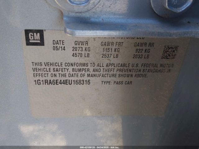 1G1RA6E44EU168316 Chevrolet Volt