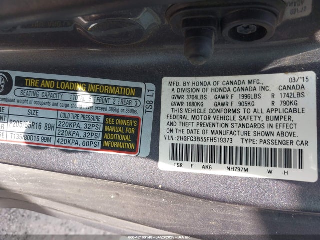 2HGFG3B55FH519373 Honda Civic Lx