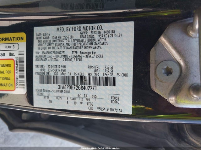 3FA6P0H72GR402271 Ford FUSION SE