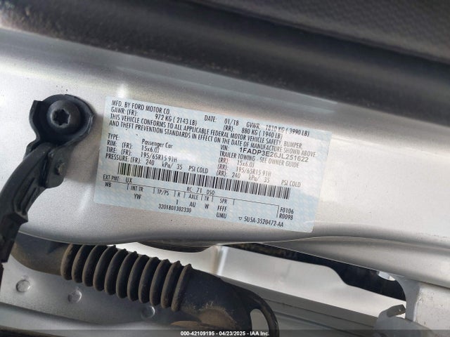 Aukcja sprzedaży 2018 Ford Focus S, vin: 1FADP3E26JL251622, numer aukcji: 42109195