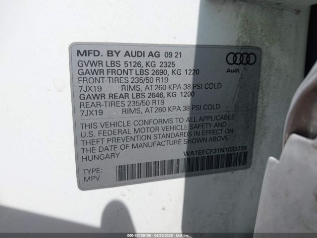 2022 AUDI Q3 WA1EECF31N1033739 Photo 8