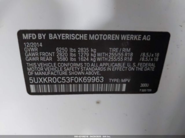 5UXKR0C53F0K69963 BMW 2015