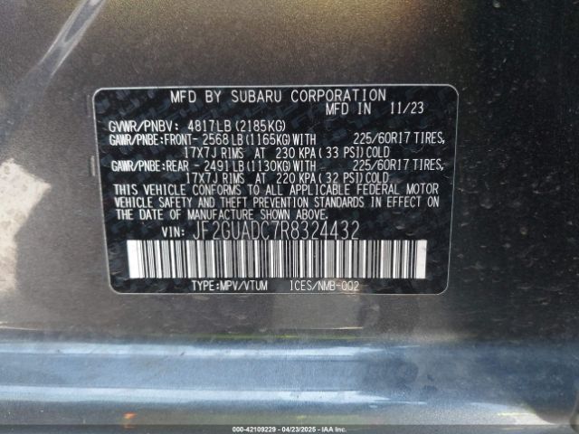 JF2GUADC7R8324432 Subaru Crosstrek Premium