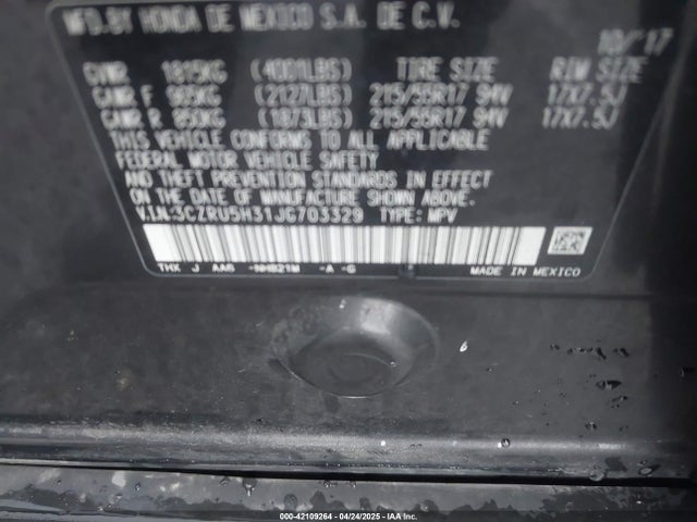 3CZRU5H31JG703329 Honda r18z9
