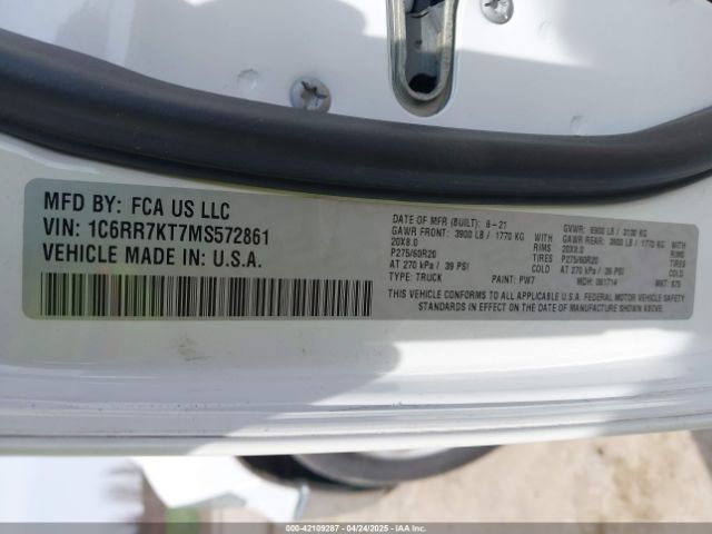 1C6RR7KT7MS572861 RAM 1500 Classic Tradesman  4x4 5'7 Box
