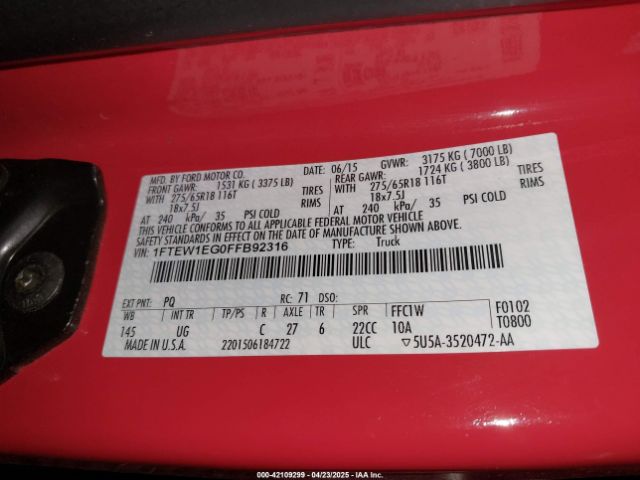 1FTEW1EG0FFB92316 Ford F-150 Xlt