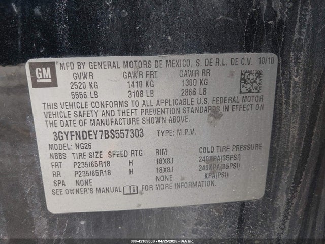 2011 CADILLAC SRX 3GYFNDEY7BS557303 Photo 8