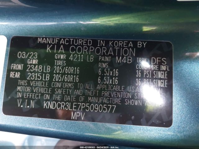 KNDCR3LE7P5090577 KIA NIRO EX