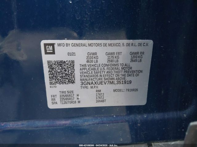 2021 CHEVROLET EQUINOX 3GNAXUEV7ML351919 Photo 8