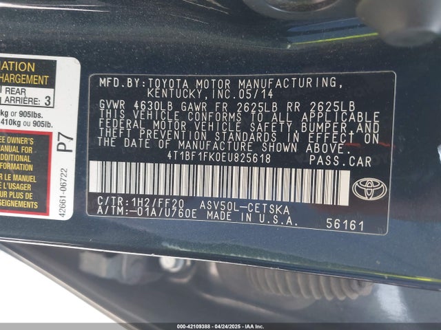 Toyota CAMRY SE 2014 4T1BF1FK0EU825618 Image 9