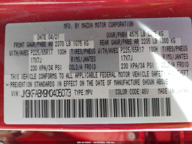 JM3KFABM9M0405073 Mazda CX-5 SPORT