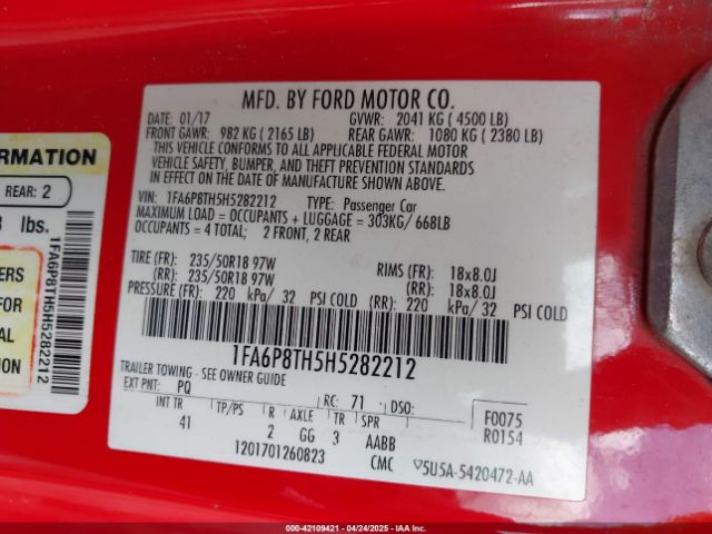 1FA6P8TH5H5282212 Ford Mustang Ecoboost