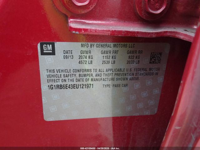 1G1RB6E43EU121971 Chevrolet Volt