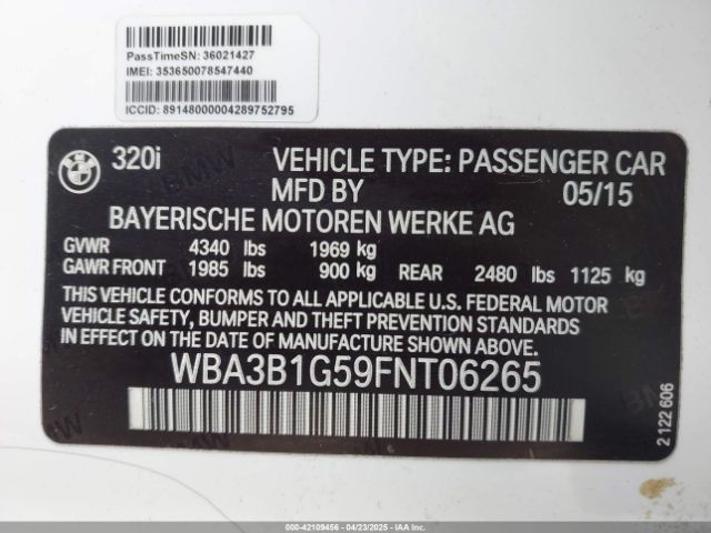 WBA3B1G59FNT06265 BMW 320i